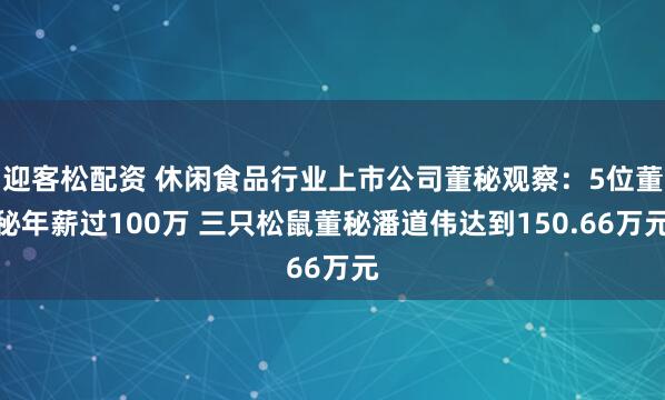 迎客松配资 休闲食品行业上市公司董秘观察：5位董秘年薪过100万 三只松鼠董秘潘道伟达到150.66万元