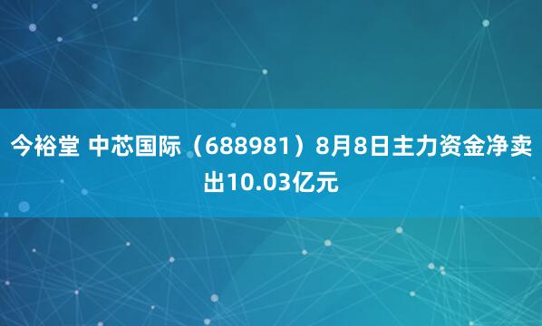 今裕堂 中芯国际（688981）8月8日主力资金净卖出10.03亿元