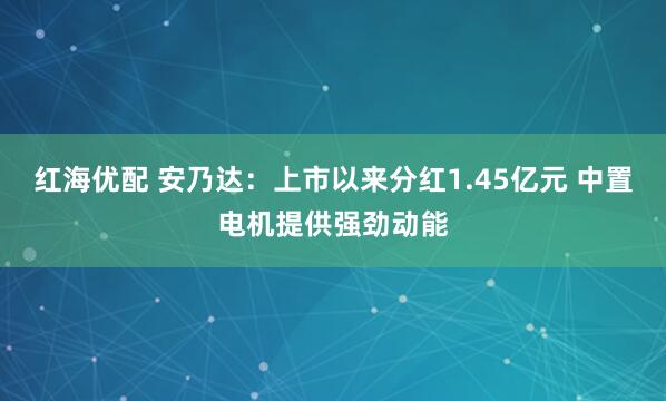 红海优配 安乃达：上市以来分红1.45亿元 中置电机提供强劲动能